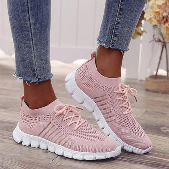 Turquoise Women's Breathable Mesh Sneakers in Pink, Size 44, showcasing lightweight and stylish design with a focus on comfort and fashion.