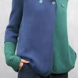 Unisex eco-friendly two-tone sweater in green and blue, featuring a classic round neck, long sleeves, and a relaxed fit, available in size 5XL.