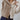 Two-tone women's chunky knit bomber jacket featuring a beige and grey color scheme, with long sleeves, a collar, and a waist-length fit, perfect for winter fashion.