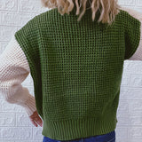 A stylish two-tone chunky knit bomber jacket for women, featuring a winter fashion design with a grey color palette. The jacket highlights distinct outerwear elements such as a defined collar, long sleeves, and a fitted waist, emphasizing texture and comfort.