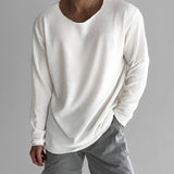 Unisex lightweight long-sleeve crewneck white t-shirt in XXL size, featuring a comfortable fit with a soft fabric, round neck, and long sleeves, suitable for both casual and formal occasions.