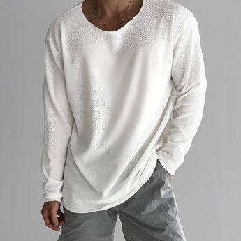 Unisex lightweight long-sleeve crewneck white t-shirt in XXL size, featuring a comfortable fit with a soft fabric, round neck, and long sleeves, suitable for both casual and formal occasions.