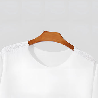 Unisex lightweight long-sleeve white crewneck T-shirt