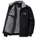 Urban Grey Fleece Collar Men's Bomber Jacket in Black, size 2XL, featuring a cozy woolen texture with a stylish jersey collar, full sleeves, and a casual winter coat design.