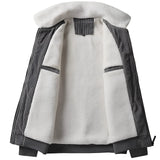 Men's urban grey fleece bomber jacket with a prominent collar, featuring long sleeves, designed for casual winter wear.