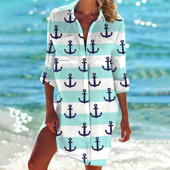 Mint green tie-dye beach cover-up tunic dress in size 3XL displayed against a bright outdoor setting, featuring wide sleeves and a loose fit ideal for a bohemian look.
