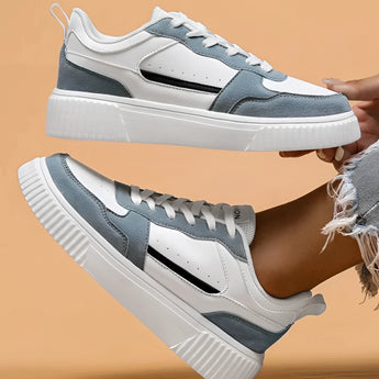 Vintage blue suede high sole sneakers for women, featuring a retro fashion design with an emphasis on outdoor and sportswear functionality.