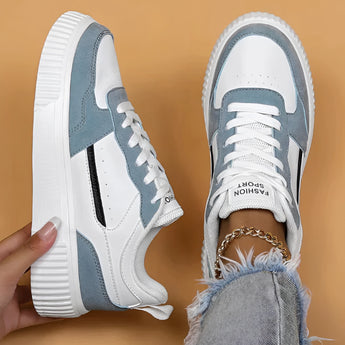Vintage blue suede high sole sneakers for women, featuring a retro fashion design.