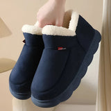Women's blue winter slippers in size 46-47 with a plush fur collar, showcasing a warm fleece lining for comfort, made from natural materials.