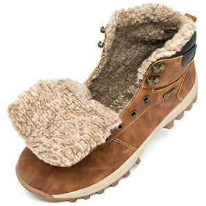 Warm Suede Shearling Lined Ankle Boots - Rugged Winter Footwear