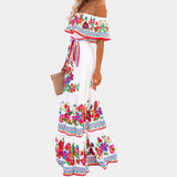 Elegant watercolor floral silk maxi dress in pastel colors, featuring delicate sleeves and a fitted waist, in size XL.