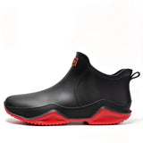 Waterproof lightweight hiking sneakers in black and red, size 43, featuring a slip-resistant and durable design suitable for outdoor activities.