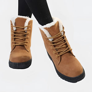 Waterproof Tan Suede Faux Fur Women's Winter Boots