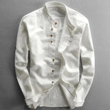 White cotton crew neck shirt with wooden buttons, featuring a lightweight and breathable design, shown in size 6XL.