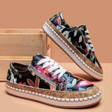Black espadrille sneakers with cork trim and jute-wrapped detailing, designed for summer wear, displayed in size 42.