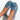 Comfortable casual slip-on white leather tassel loafers for women, shown in light blue color, worn by a person with denim pants.