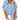 Sky blue loose fit women's summer linen shirt with casual short sleeves in a 5XL size, perfect for a relaxed and airy look.