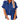 
A blue, loose-fit women's summer linen shirt in size 5XL with casual short sleeves displayed with focus on the shoulder and arm areas.
