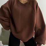 White puff-sleeve crew neck sweatshirt in XXL size, featuring a modern streetwear design with a classic and comfortable fit.