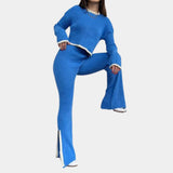 A white ribbed knit top featuring a green collar, suitable for both men and women, shown in a blue color variant size large.