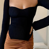 White ribbed scoop neck long sleeve bodysuit for women, shown in black color, size XL, highlighting the fit around the shoulders, arms, and waist.