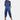 White satin jumpsuit and cargo pants set in blue, featuring a relaxed fit with long sleeves, a stylish collar, and comfortable waist design suitable for women's fashion loungewear in size 2XL.