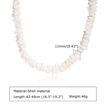 A white shell choker necklace for women, featuring bohemian beach jewelry style, made from natural materials and designed as a fashion accessory.