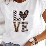 A 3XL white tee with a metallic gradient heart design on the front, featuring short sleeves and a casual fit, displayed against a plain background.