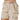 Women's beige cargo shorts in a cachi color, featuring a lightweight fabric, elastic waist, and practical pockets, suitable for summer wear in size 3XL.