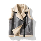 Women's stone gray 4XL luxury shearling jacket with beige tones, featuring a designer winter fashion style and a structured collar.