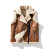 Women's beige luxury shearling jacket with a stylish collar and long sleeves, showcased in a designer winter fashion setting. The jacket is presented in a note brown shade and size 4XL, emphasizing its elegant outerwear appeal.