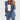 Women's blue longline tailored blazer jacket, size 5XL, with visible shoulder and arm details, styled for office fashion.