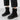 Women's black ankle boots with fur lining, featuring a chunky sole and side zipper, shown in size 42.