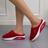 
A red slip-on sneaker designed for women, featuring a mesh upper that is lightweight, breathable, and quick-drying. The shoe has a casual design, suitable for everyday wear, with a comfortable fit and a simple slip-on style.