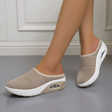 Women's beige mesh slip-on sneakers, size 43, lightweight and breathable design, featuring quick-drying material.