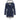 Women's blue parka coat with a faux fur hood, featuring thermal insulation and waterproof materials, designed as outerwear with long sleeves and button closure.