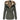 A green women's puffer jacket in size 5XL featuring a faux fur collar and insulated design, showcasing stylish outerwear with sleeves, pockets, and a cozy appearance.