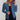 Women's blue slim fit blazer in a 5XL size, featuring long sleeves, a tailored collar, and a stylish design suitable for both office and casual wear. The image highlights the blazer's detailed stitching and elegant silhouette.