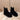 Women's black suede platform Chelsea ankle boots, featuring a slip-on design suitable for winter wear, shown in size 40.