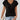 Women's black V-neck relaxed fit tee in XXL, showcasing a stylish and casual wear design with short sleeves and soft fabric.