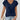 Women's blue V-neck relaxed fit tee in a soft fabric, designed for stylish casual wear with a comfortable XXL size.