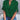 Women's green V-neck blouse in XXL size with split sleeves, designed as an elegant summer work top.