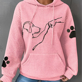 Women's pink 4XL dog print hoodie, featuring a cozy design with pet-themed graphics, showcasing the shoulder and sleeve details.