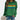 
A women's green rainbow stripe crew neck long-sleeve sweatshirt, shown in a 3XL size, featuring colorful stripes on the fabric.