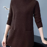 
A women's brown chevron crew neck sweater designed as a winter fashion pullover, shown in style 4 and size 3XL. The sweater features long sleeves and a comfortable fit.