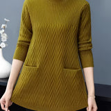 Women's brown chevron crew neck sweater in winter fashion pullover style, featuring long sleeves and a comfortable fit, size 3XL.