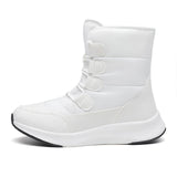 Women's brown waterproof insulated high-top snow boots, featuring a stylish design and durable construction suitable for outdoor activities.