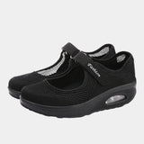 Women's burgundy mesh Mary Jane sneakers with comfortable air cushion, featuring a sporty design suitable for walking and cross-training, shown in a Nero color variant size 42.