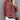 Women's burgundy blouse featuring a striped pattern, casual button-up front, and rolled sleeves, displayed in size 5XL.