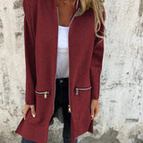 A burgundy women's camel coat in a lightweight wool fabric, designed as a casual chic fall jacket in size 5XL. Features a classic collar, long sleeves, and a tailored waist, perfect for stylish outerwear.